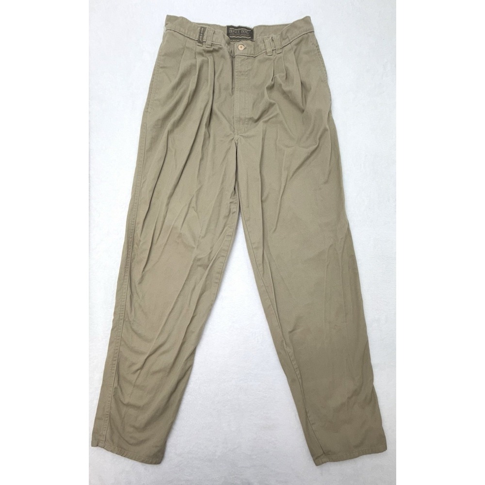 Bugle Boy Vintage Pleated Chinos Khaki Pants Mens 30x30 Tan Cotton Tapered